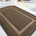 OLANLY Front Door Mat Indoor Outdoor Entrance, Waterproof All-Season, All-Weather Doormat, Sturdy Natural Rubber, Fade Resistant, Low Profile, Easy Clean Patio Porch Entryway Mat, 29.5x17, Brown