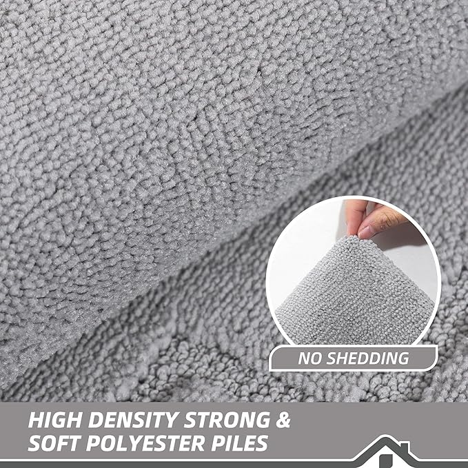 BEQHAUSE Door Mat 24" x 36", Non-Slip Door Mats Indoor Entryway Rugs Washable Low-Profile Absorbent and Stain Resist Floor Mats, Dog Door Mat for Front Back Door, Muddy Wet Shoes & Paws, Light Grey