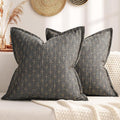 ZWJD Pillow Covers 16x16 Set of 2 Soft Polyester Textured Pillow Covers with Stylish Flange Edge Cozy Farmhouse Throw Pillows for Couch Bed Sofa Living Room