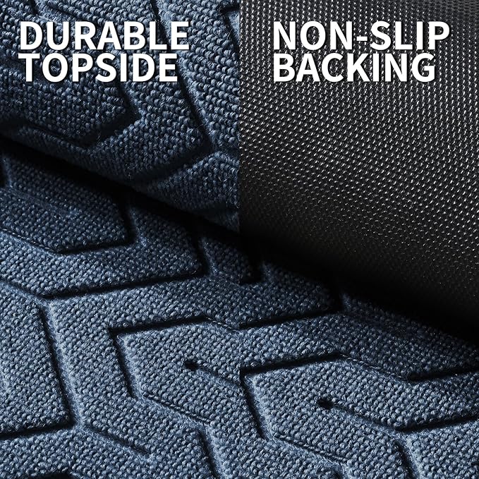 Yimobra Front Door Mat Outside Entrance 29.5x17, Waterproof Heavy Duty Outdoor Mats for Front Door, Non Slip Rubber Entry Mat for Garage Patio, Blue