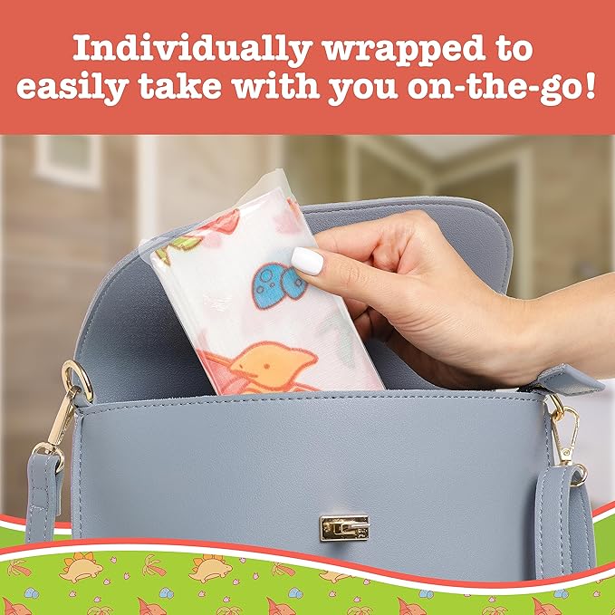 Toilet Seat Covers Disposable (40 pk, Dinosaurs) - XL Waterproof Toilet Cover for Toddlers, Kids & Adults - Portable & Individually Wrapped for Travel, Potty Training, Public Restrooms