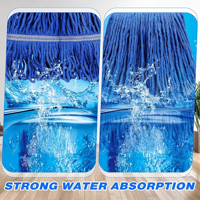 Roshtia 30 Pieces Commercial Mop Head Replacement Floor Cleaning Wet Mop Heads Heavy Duty Large Cotton String Sweeper Refills for Industrial Home Use (Multicolor)
