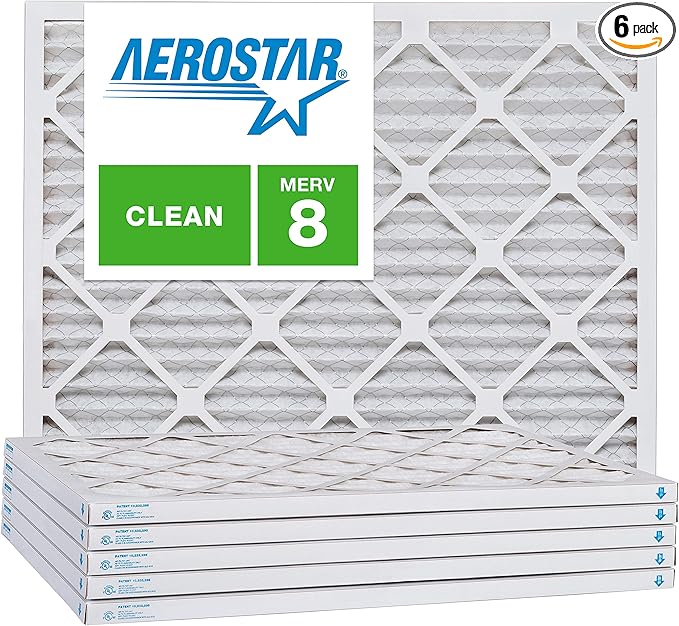Aerostar 14x22x1 MERV 8, Pleated Air Filter, 14x22x1, Box of 6, Made in the USA
