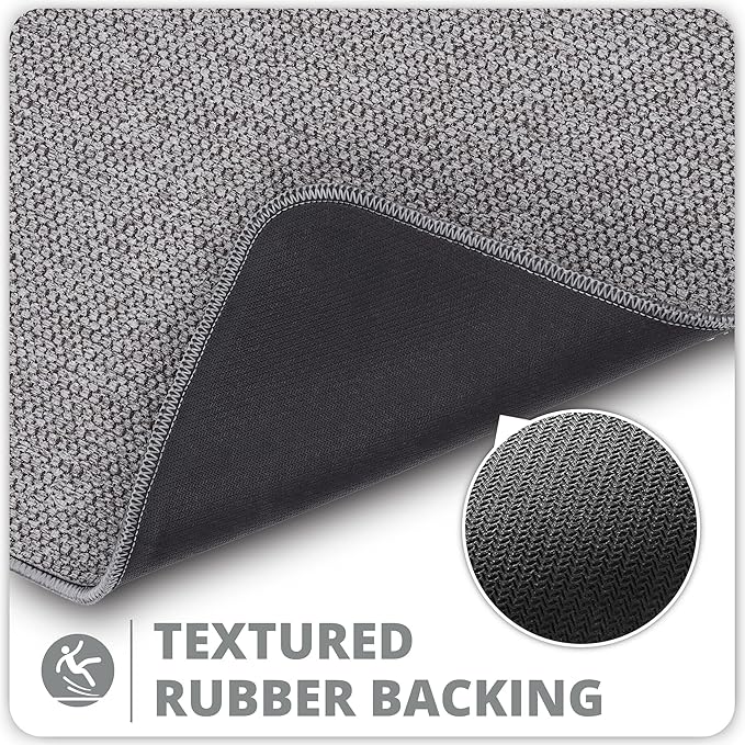 Bath Mat,Ultra Thin Bathroom Rugs,Rubber Bath Mats for Bathroom,No Slip Bath Rugs,Quick Dry,Machine Washable,Low Pile,Absorbent,Shower Outside,Sink,Home Decor Accessories.Grey,1'5"x2'3"(2 Pack)