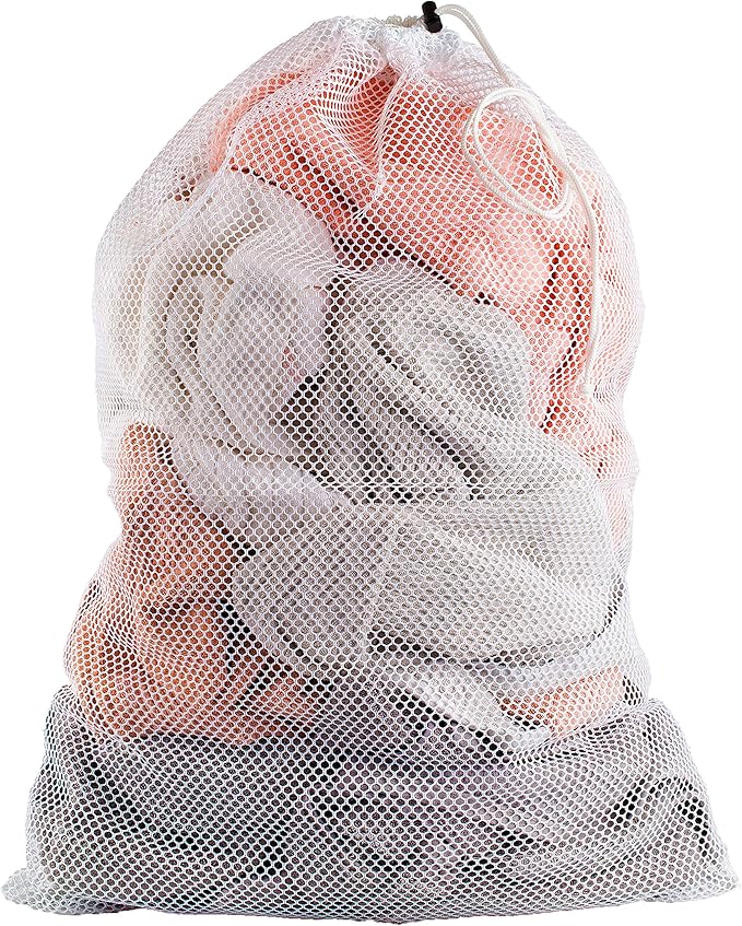 Handy Laundry Mesh XL Laundry Bag - Durable, Machine Washable with Secure Drawstring Closure - Perfect for College Dorms, Laundromats, Apartments (White)